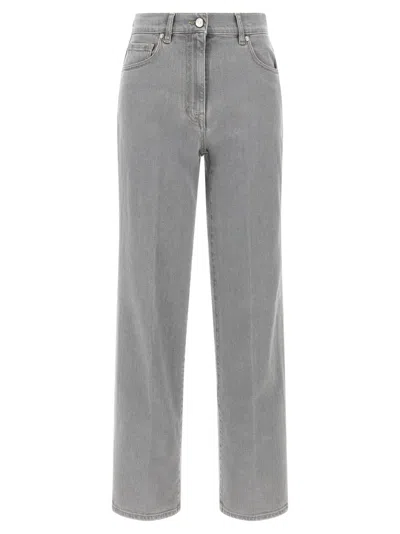 Peserico Straight Leg Stretch Denim Jeans In Gray