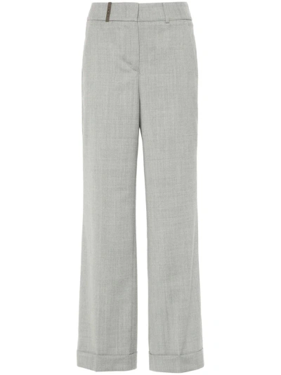 Peserico Pleat-detailing Palazzo Pants In Grey
