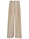 Peserico Wide-leg Trousers With Pleats In Soft Fabric In Neutral