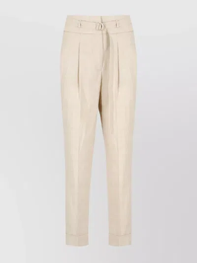 PESERICO STRAIGHT LINEN AND WOOL BLEND TROUSERS