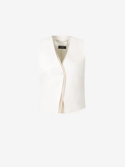Peserico Straight Linen Vest In Beige