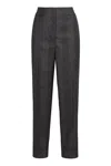Peserico Straight Trousers In Wool In Gray
