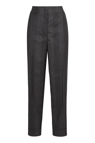 Peserico Straight Trousers In Wool In Gray