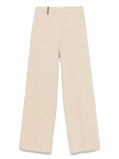 Peserico Beige Cotton Trousers In Pink