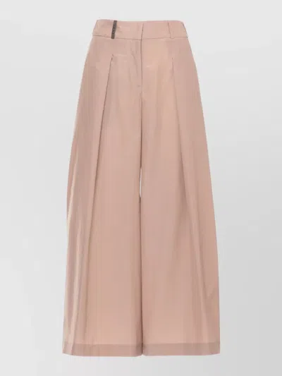 Peserico Straight Wide Leg Cotton Tailored Trousers In Multi