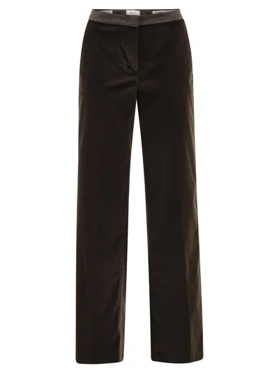 Peserico Straight-leg Stretch Velvet Trousers In Brown