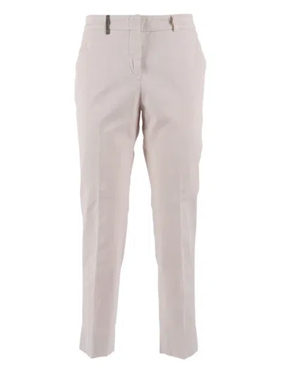 Peserico Straight Leg Tailored Trousers With Decorative Tab In Pink