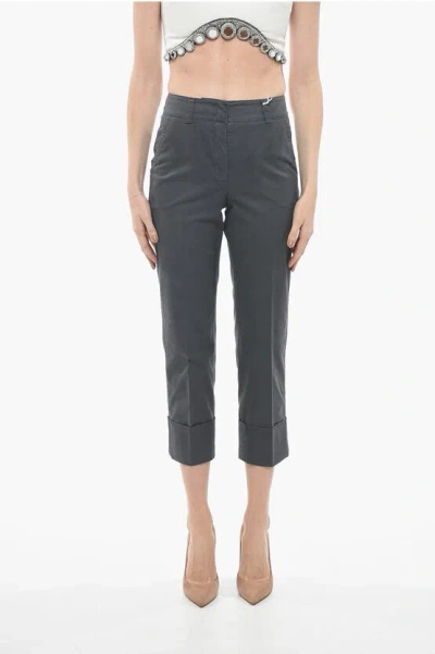 Peserico Stretch Cotton Chinos Pants With Cuffs In Gray