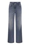 Peserico Stretch Cotton Denim Trousers In Blue