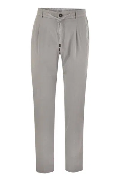 Peserico Stretch Cotton Gabardine Jogger In Grey