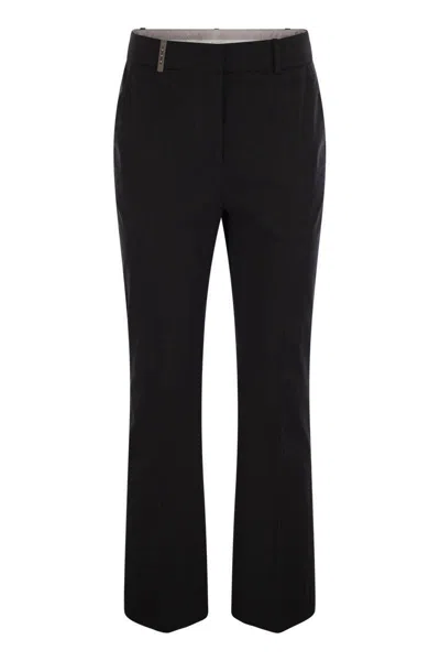Peserico Stretch Cotton Trousers In Black