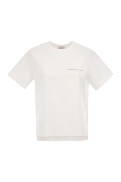 Peserico Stretch Cotton T-shirt With Pocket In White