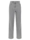 Peserico Stretch Denim Trousers With Back Patch Pocket In Gray