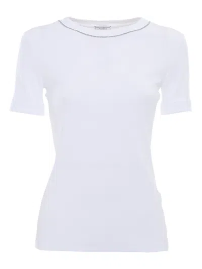 Peserico Stretch-jersey Micro-rib T-shirt In White