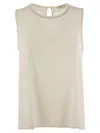 Peserico Stretch Silk Crepe De Chine Top In Neutral