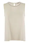 Peserico Stretch Silk Crepe De Chine Top In Pearl