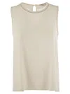 Peserico Stretch Silk Crepe De Chine Top In Pearl