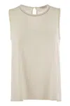 Peserico Stretch Silk Crepe De Chine Top In Pearl