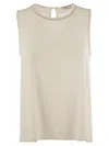Peserico Stretch Silk Crepe De Chine Top In Pearl
