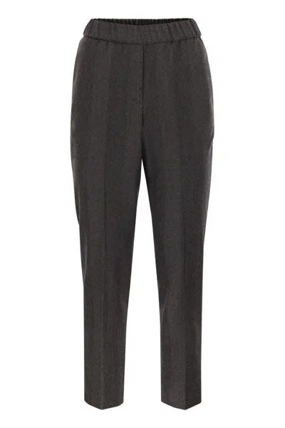 Peserico Stretch Virgin Wool Trousers In Gray