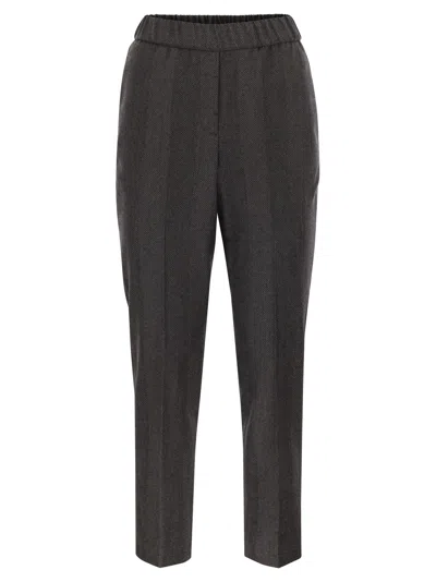 Peserico Stretch Virgin Wool Trousers In Gray