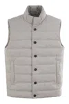 Peserico Stretch Viscose Down-filled Waistcoat In Grey
