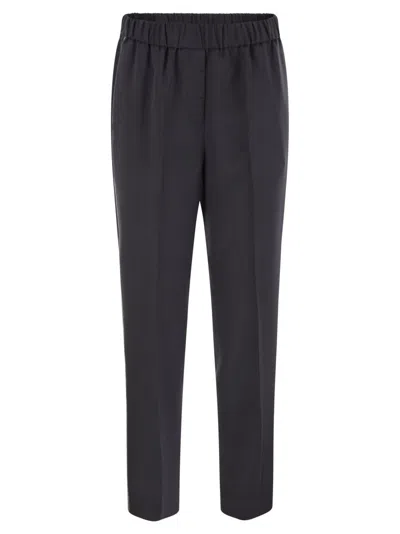 Peserico Stretch Viscose Technical Canvas Soft Pants In Blue