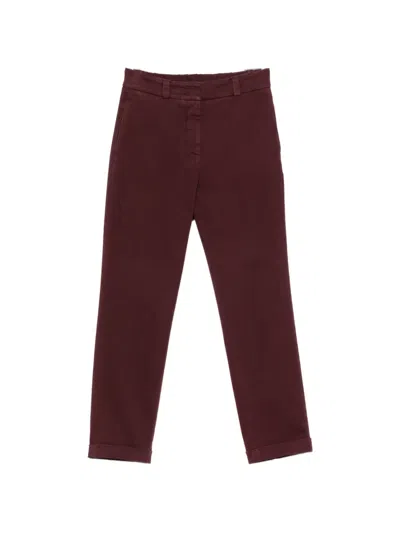 Peserico Stretch-cotton Straight Trousers In Burgundy