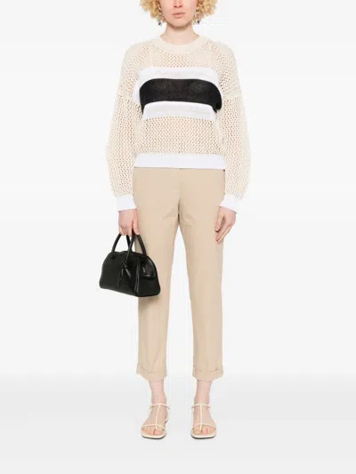 Peserico Stripe-detailed Sweater In Neutrals