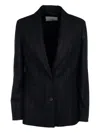Peserico Stripe-pattern Single-breasted Blazer In Black