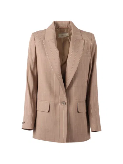Peserico Striped Blazer In Neutral