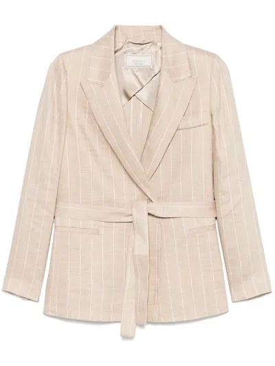 Peserico Striped Blazer In Neutrals