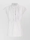 Peserico Striped Button Detail Cap Sleeve Blouse In White