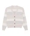 Peserico Striped Button-up Cardigan In Gray