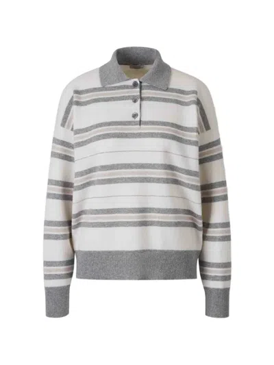 Peserico Color-contrast Striped Knitwear Sweater With Lurex Detail In Multi
