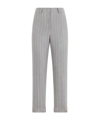 Peserico Striped Casual Pants In Gray