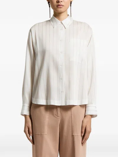 Peserico Striped Chest-pocket Shirt In White