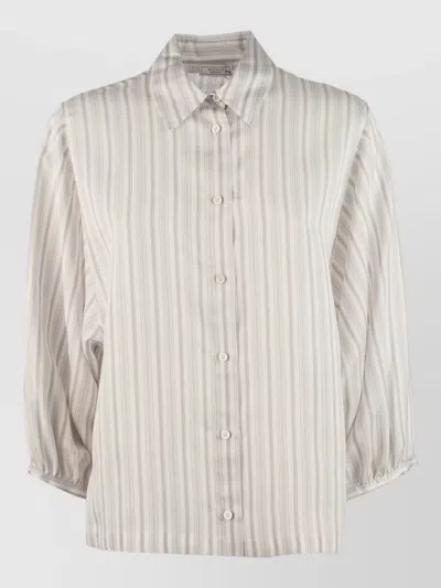 Peserico Striped Collared Shirt Long Sleeves Style In Gray