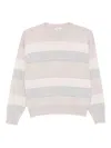 Peserico Striped Crew Neck Sweater In Gray