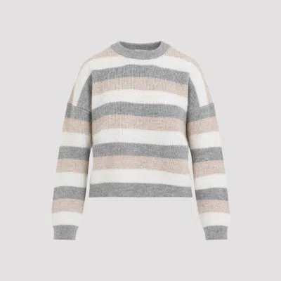 Peserico Striped Wool Silk Cashmere Blend Jumper In Multi