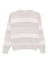 Peserico Striped Crew Neck Sweater In Neutral