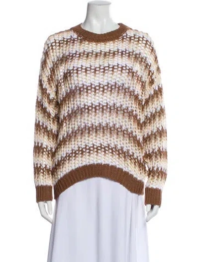 Pre-owned Peserico Striped Crew Neck Sweater In White