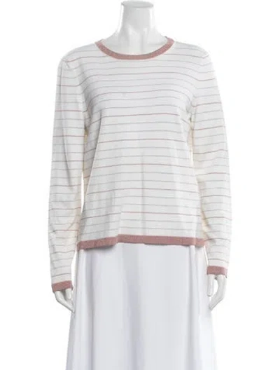 Pre-owned Peserico Striped Crew Neck Sweater In White