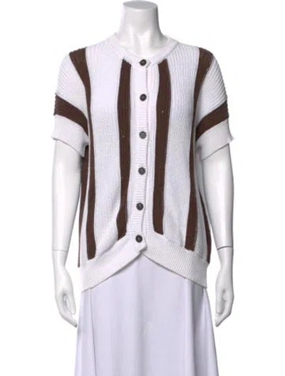 Pre-owned Peserico Striped Crew Neck Sweater In White