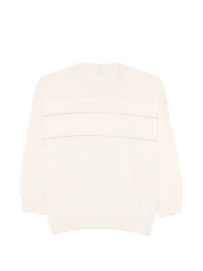 Peserico Striped Crew-neck T-shirt In White