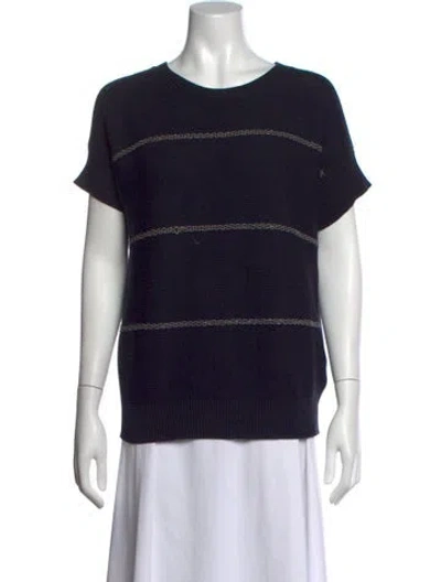 Pre-owned Peserico Striped Crew Neck Top In Black