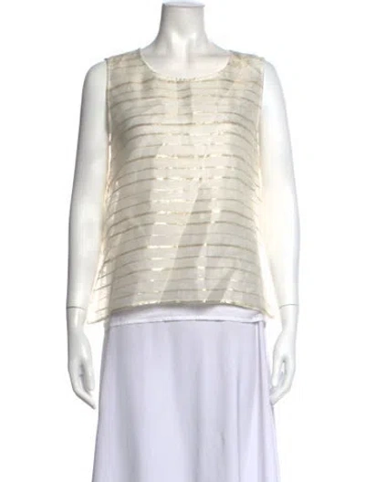 Pre-owned Peserico Striped Crew Neck Top W/ Tags In Neutrals