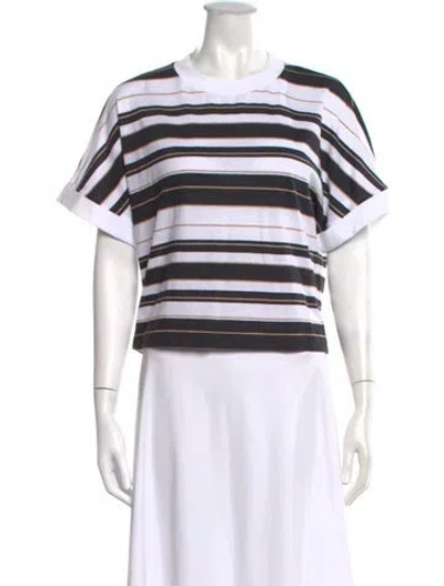 Pre-owned Peserico Striped Crew Neck T-shirt In White
