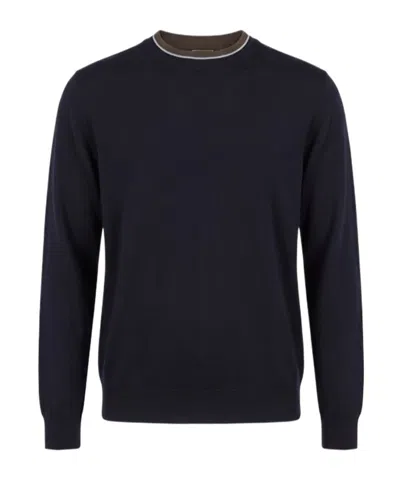 Peserico Striped Crew-neck Knit Top In Black