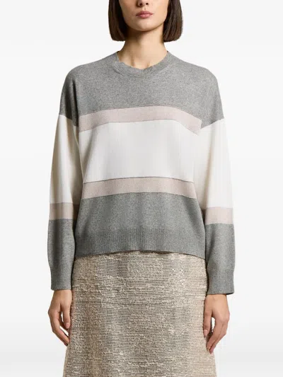 Peserico Striped Crew-neck Sweater In Multi